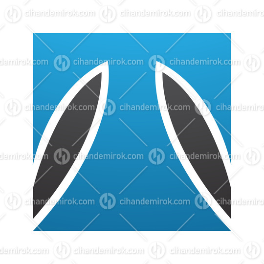 Blue and Black Square Shaped Letter T Icon