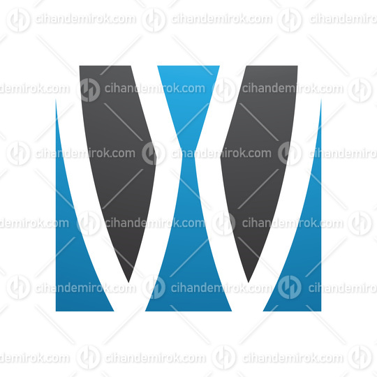 Blue and Black Square Shaped Letter W Icon