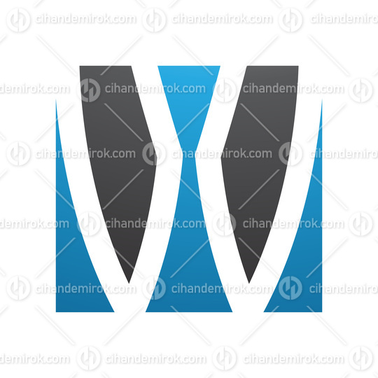 Blue and Black Square Shaped Letter W Icon