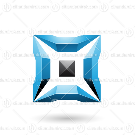 Blue and Black Square with 3d Glossy Pieces Vector Illustration