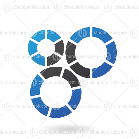 Blue and Black Strip Cogs Abstract Logo Icon