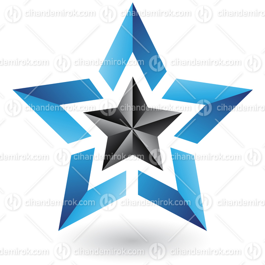 Blue and Black Striped Abstract Star Logo Icon