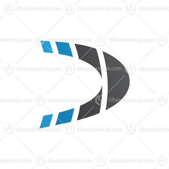 Blue and Black Striped Letter D Icon