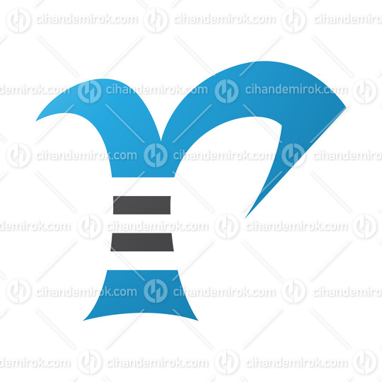 Blue and Black Striped Letter R Icon