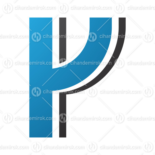 Blue and Black Striped Shaped Letter Y Icon