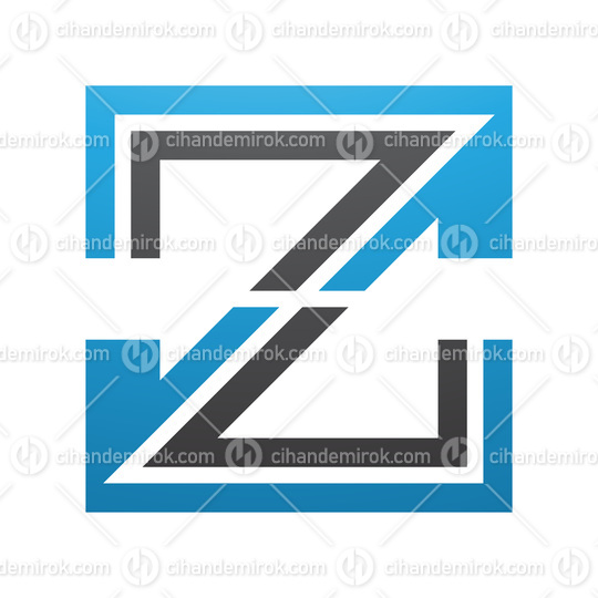 Blue and Black Striped Shaped Letter Z Icon