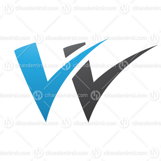 Blue and Black Tick Shaped Letter W Icon