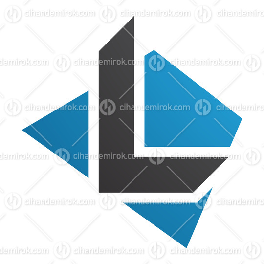 Blue and Black Trapezium Shaped Letter L Icon