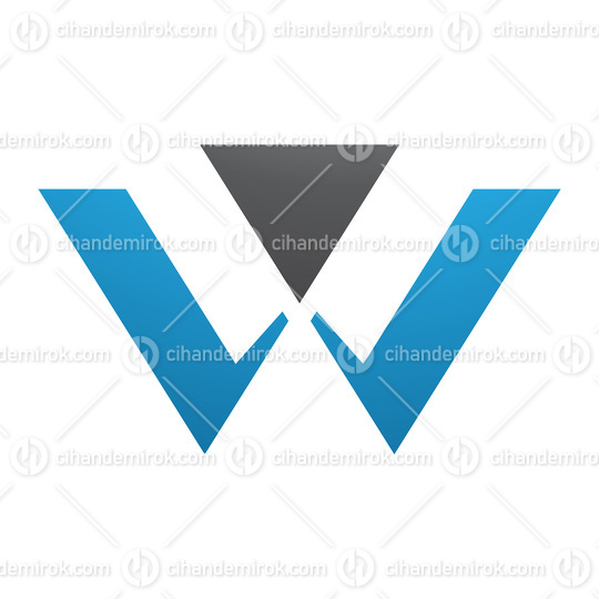 Blue and Black Triangle Shaped Letter W Icon
