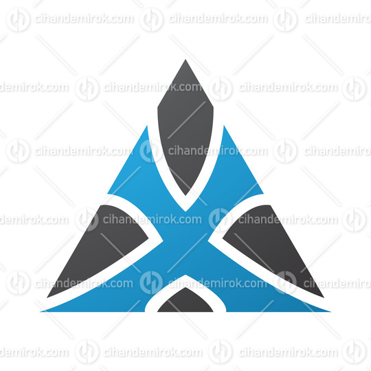 Blue and Black Triangle Shaped Letter X Icon