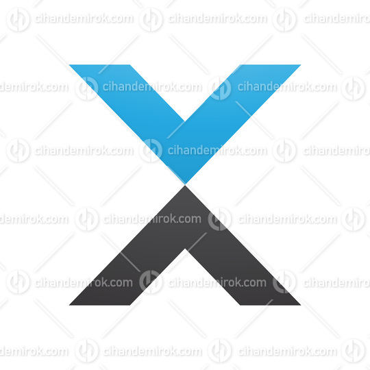 Blue and Black V Shaped Letter X Icon
