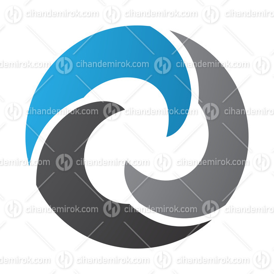 Blue and Black Wave Shaped Letter O Icon