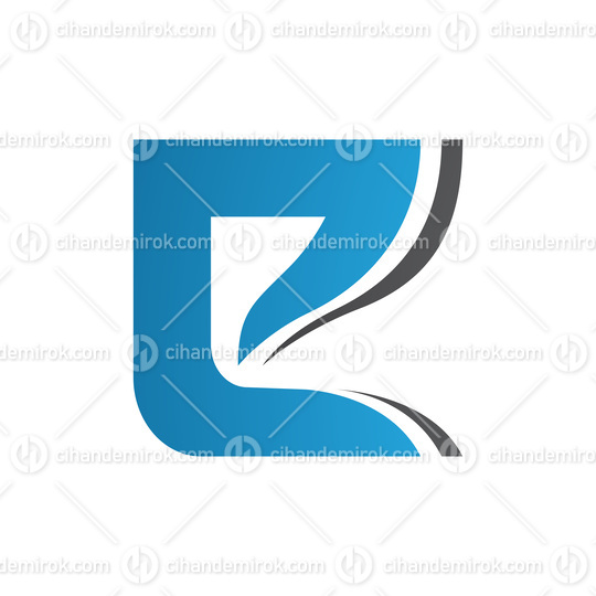 Blue and Black Wavy Layered Letter E Icon