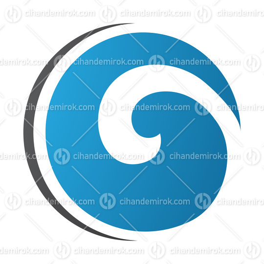 Blue and Black Whirl Shaped Letter O Icon