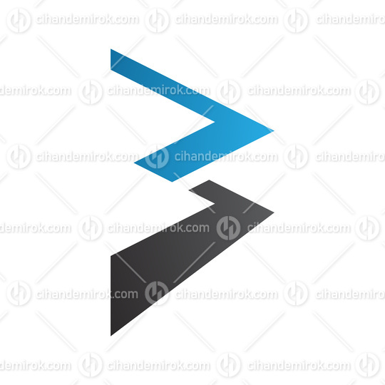 Blue and Black Zigzag Shaped Letter B Icon