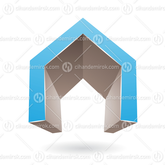 Blue and Brown Abstract Door Shaped Icon for Letter A