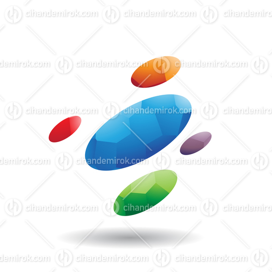 Blue and Colorful Oval Dots Icon with Mosaic Pattern