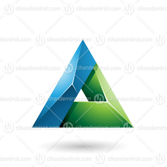 Blue and Green 3d Glossy Triangle with a Hole Vector Illustration