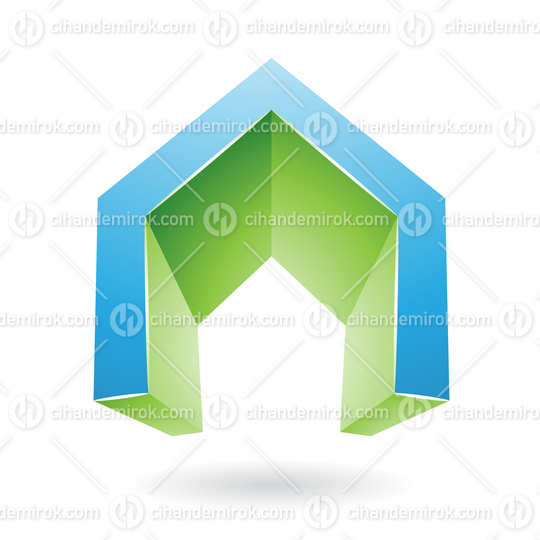 Blue and Green Abstract Door Shaped Icon for Letter A