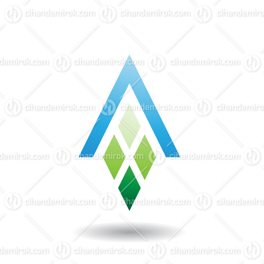 Blue and Green Abstract Icon for Letter A with Four Diamond Shapes