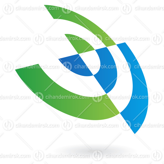 Blue and Green Abstract Round Target Logo Icon in Perspective