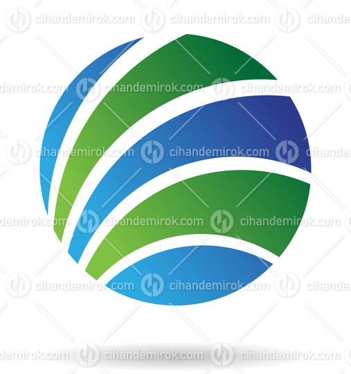 Blue and Green Abstract Thick Striped Round Logo Icon