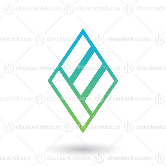 Blue and Green Diamond Shaped Letter E Vector Illustration
