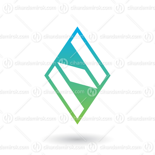 Blue and Green Diamond Shaped Letter N Vector Illustration