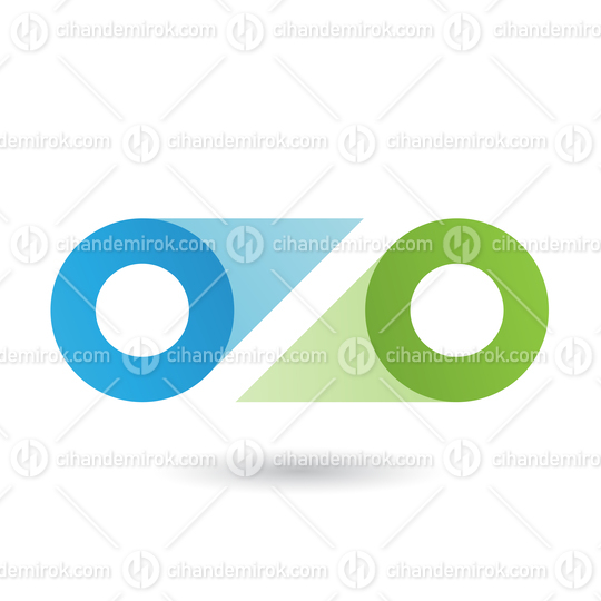 Blue and Green Double Letter O Vector Illustration