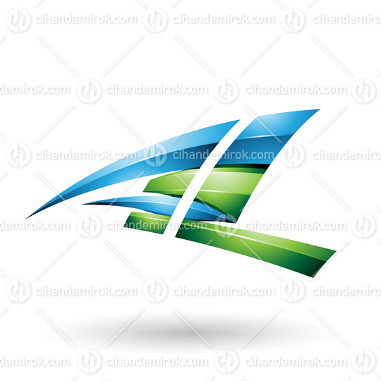 Blue and Green Dynamic Glossy Flying Letter A and L