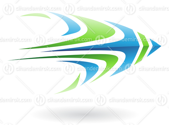 Blue and Green Flying Dynamic Abstract Arrow Shaped Logo Icon