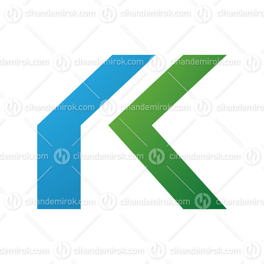 Blue and Green Folded Letter K Icon