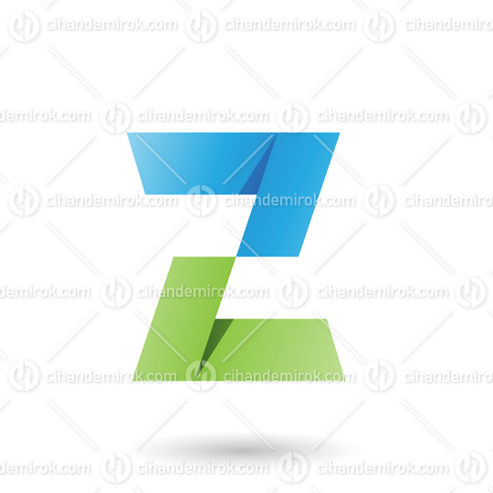 Blue and Green Folded Paper Letter Z Vector Illustration