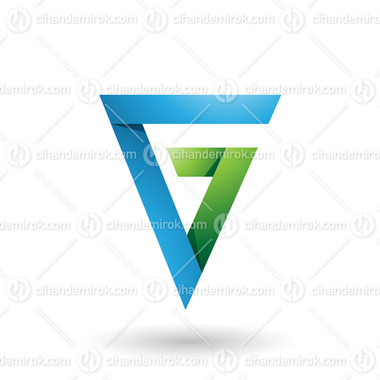Blue and Green Folded Triangle Letter G Vector Illustration