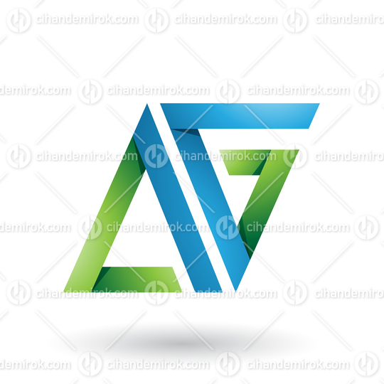 Blue and Green Folded Triangle Letters A and G