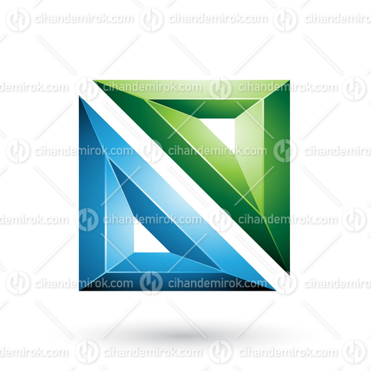 Blue and Green Frame Like Embossed Square Shape