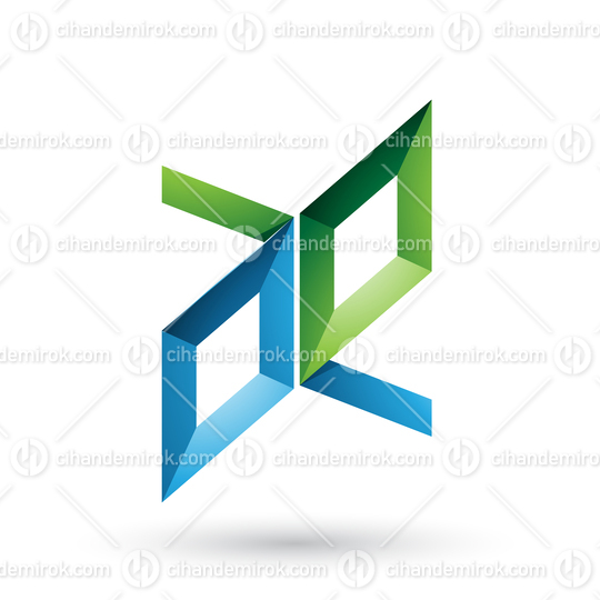 Blue and Green Frame Like Letters of A and E Vector Illustration