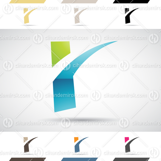 Blue and Green Glossy Abstract Logo Icon of Lowercase Spiky Letter R