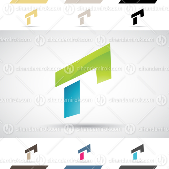 Blue and Green Glossy Abstract Logo Icon of Rectangular Lowercase Letter R