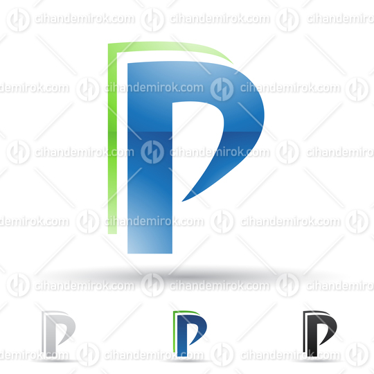 Blue and Green Glossy Abstract Logo Icon of Round Spiky Letter P