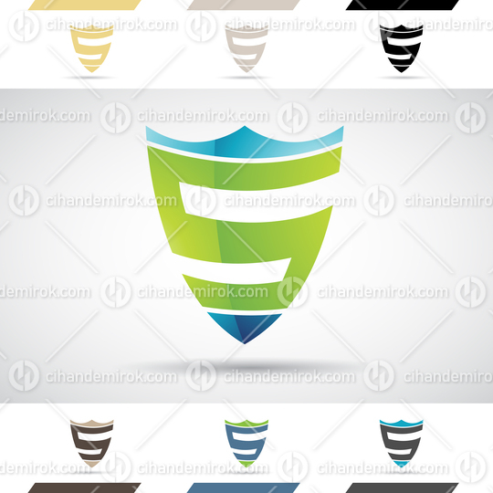 Blue and Green Glossy Abstract Logo Icon of Shield Shaped Letter S
