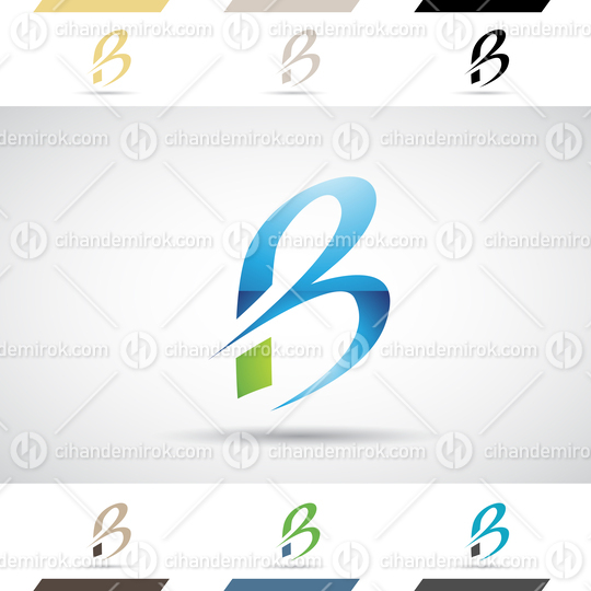 Blue and Green Glossy Curvy Abstract Logo Icon of Letter B