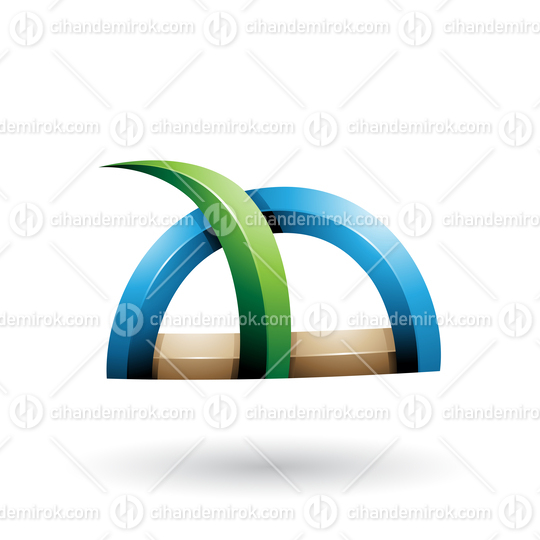 Blue and Green Glossy Grass Like Spiky Shape Vector Illustration