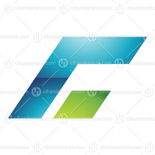 Blue and Green Glossy Rectangular Italic Letter C Logo Icon - Bundle No: 039
