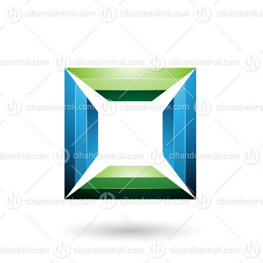 Blue and Green Glossy Square Frame Vector Illustration