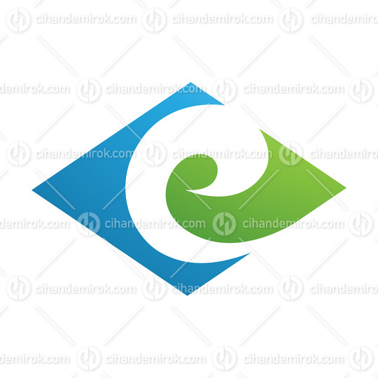 Blue and Green Horizontal Diamond Shaped Letter E Icon