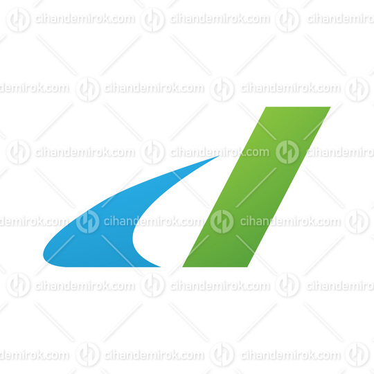 Blue and Green Italic Swooshy Letter D Icon