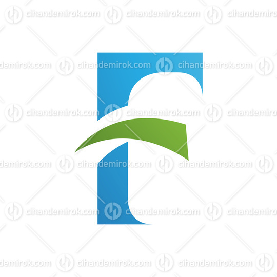 Blue and Green Letter F Icon with Pointy Tips