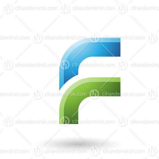 Blue and Green Letter F with Round Corners Vector Illustration