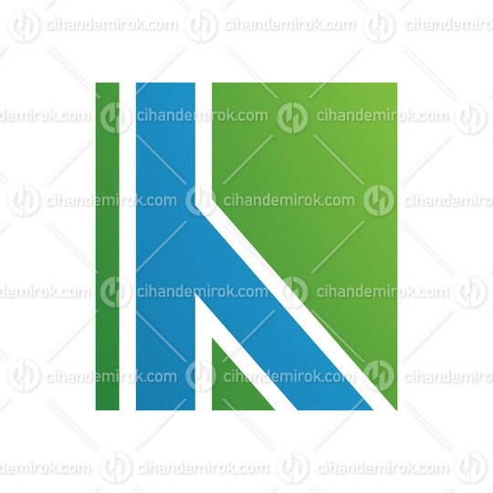 Blue and Green Letter H Icon with Straight Lines